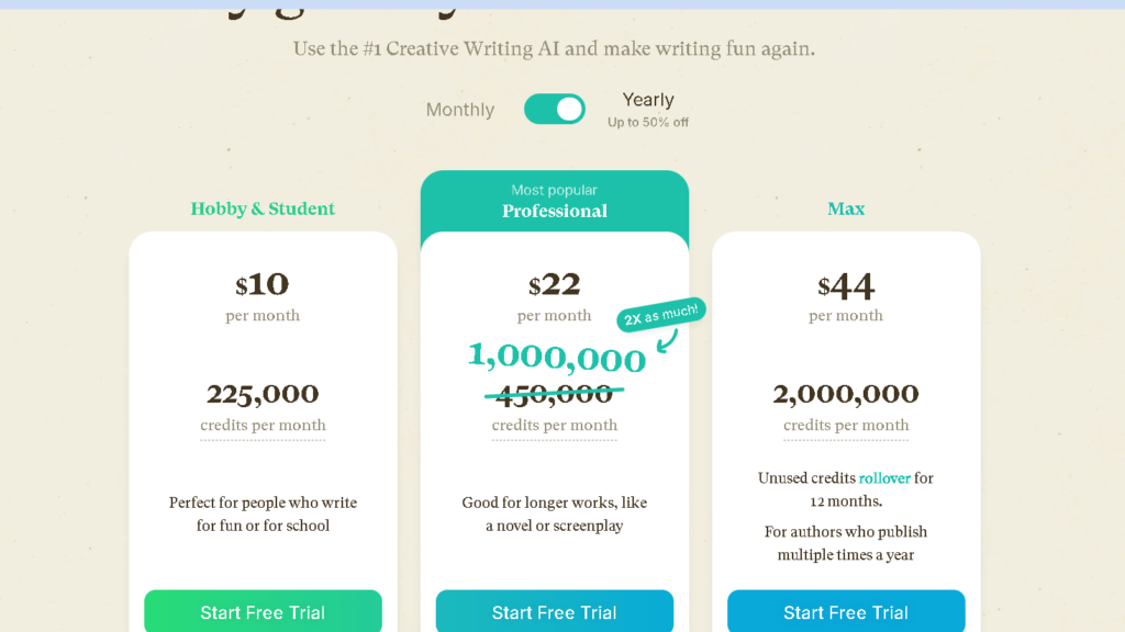 sudowrite pricing