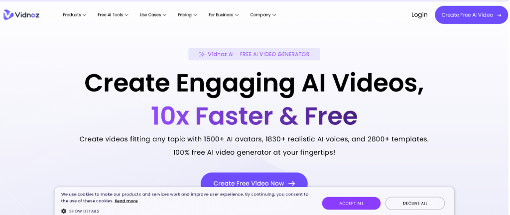 Vidnoz ai- homepage
