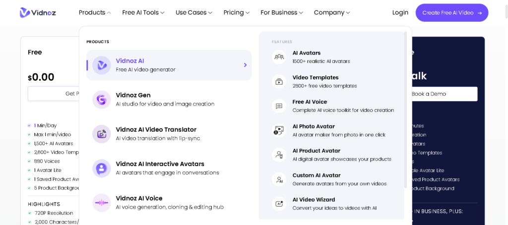 Vidnoz ai products