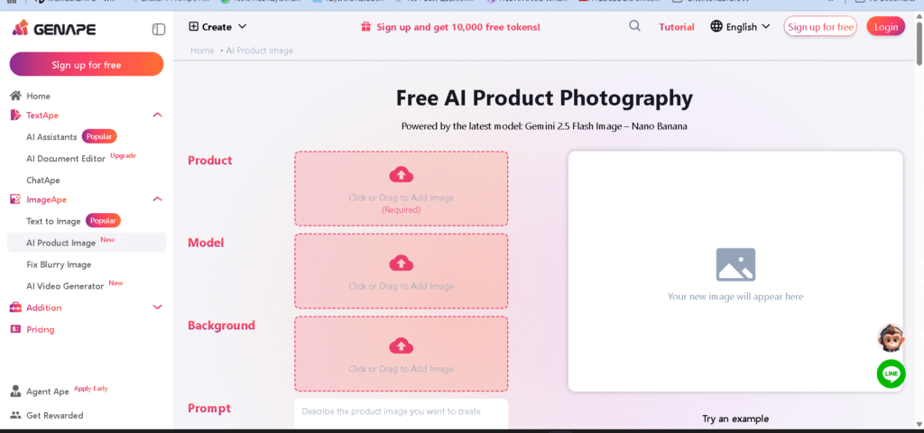 Genape free ai product photography