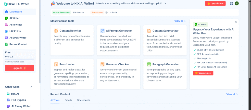 HIX AI WRITER TOOLS