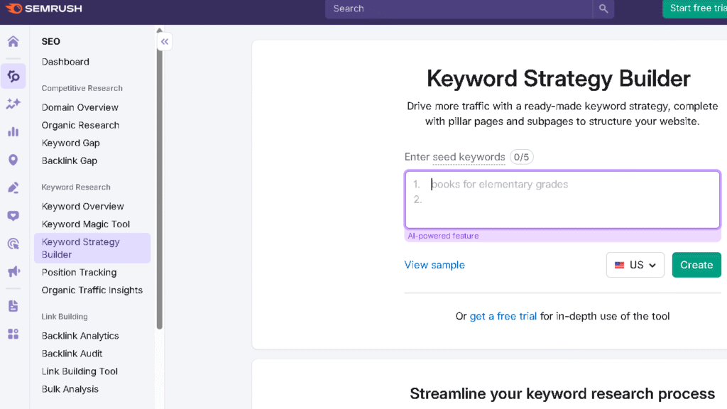 Semrush Keyword Strategy Builder