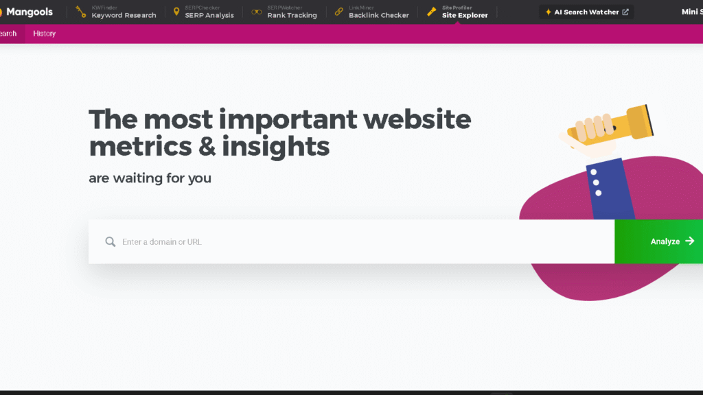 Mangools Site Explorer