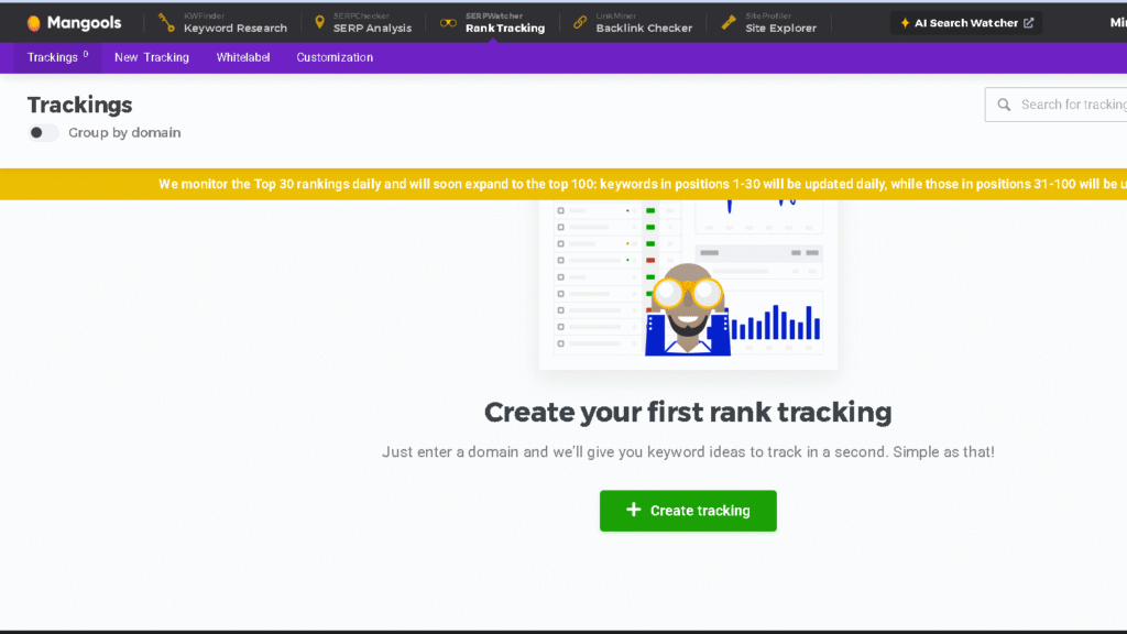 Mangools Rank tracking feature