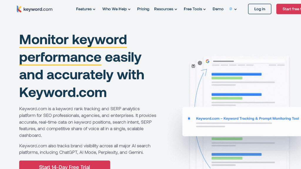 Claude seo tracking tool Keyword.com