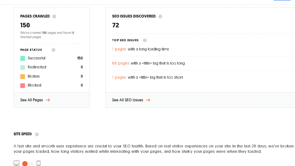 site audit for nenawow.com on ubersuggest