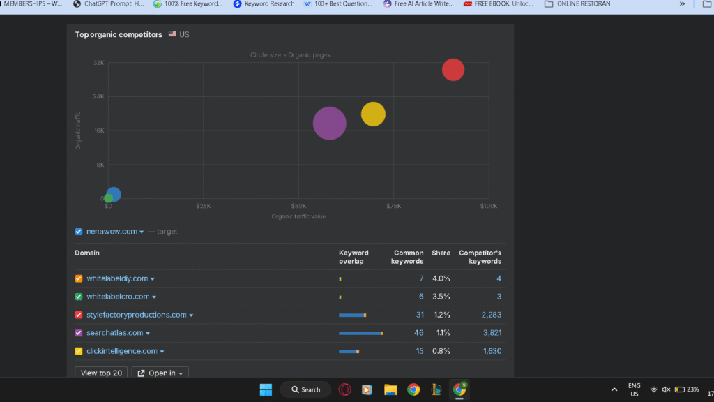 Top organic competitors for nenawow,com on Ahrefs
