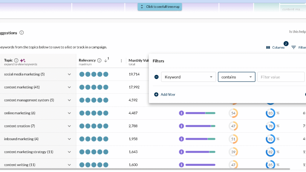 Moz keywor suggestions-filter feature