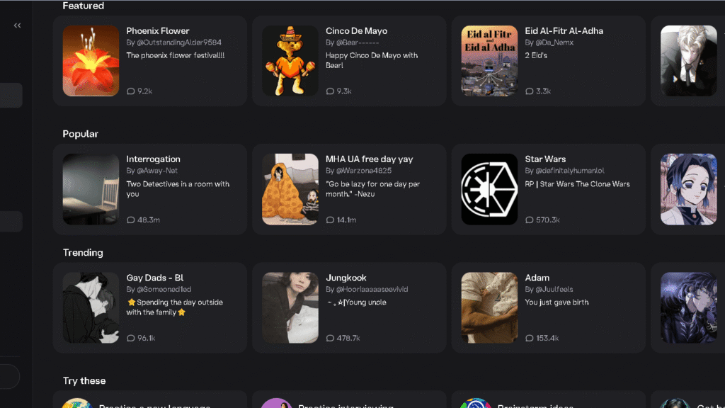 character ai character library