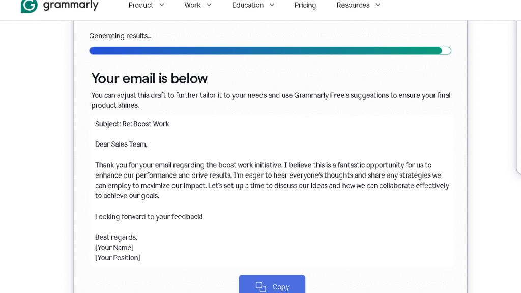 Grammarly Email