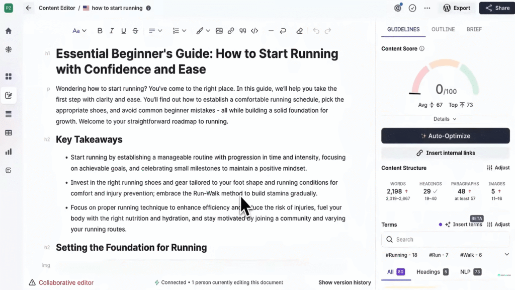 Surfer SEO Content Editor