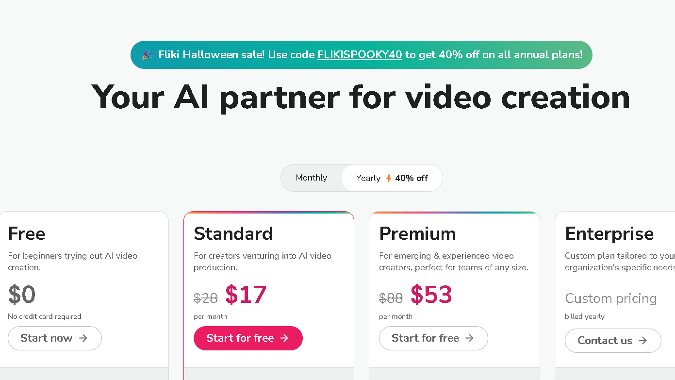 Fliki pricing