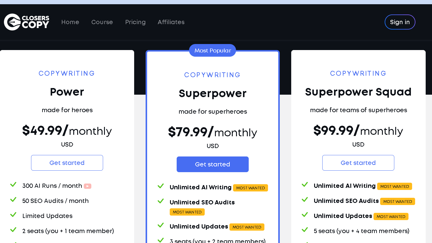 Closerscopy pricing