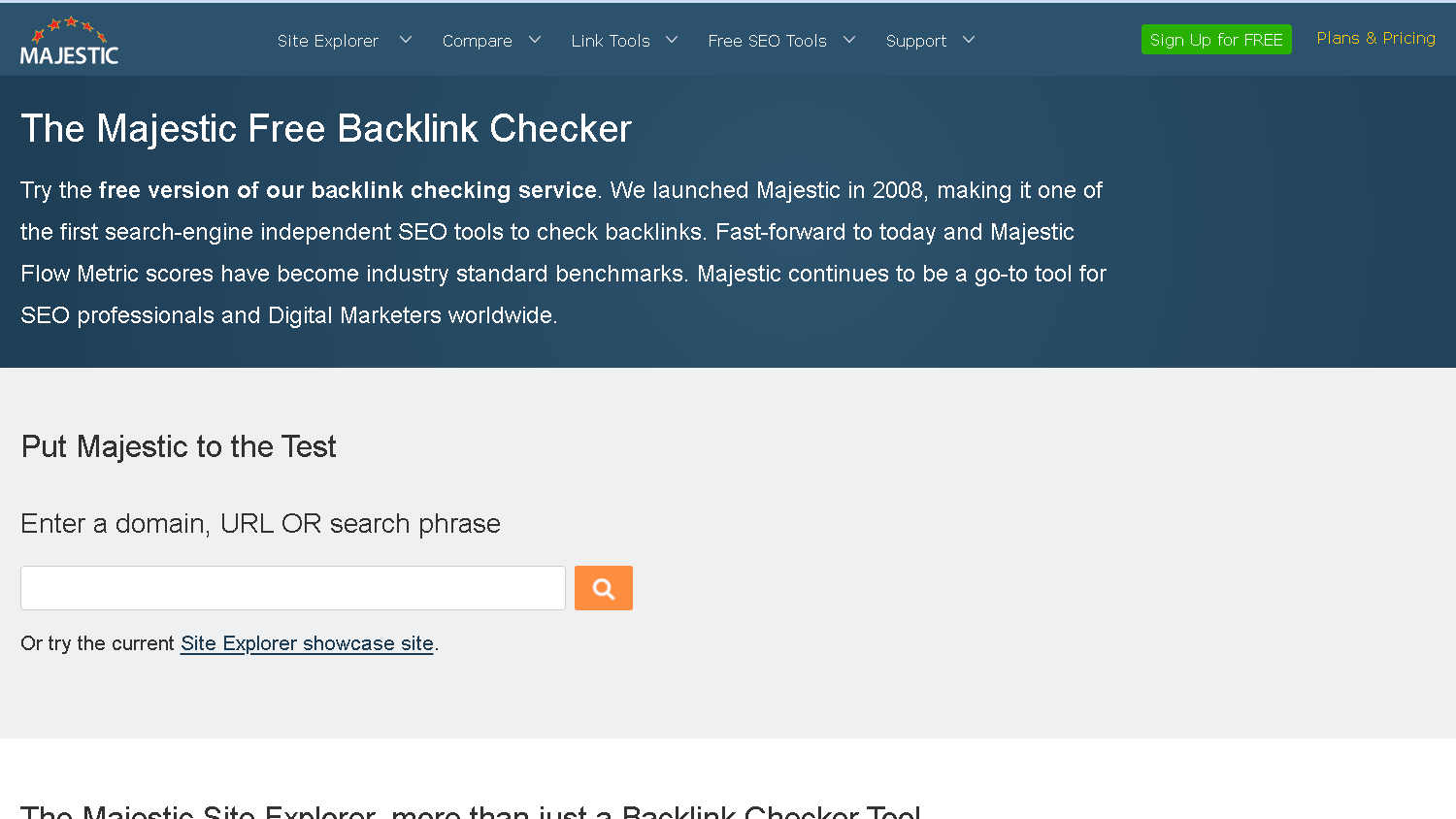 Majestic free backlink checker