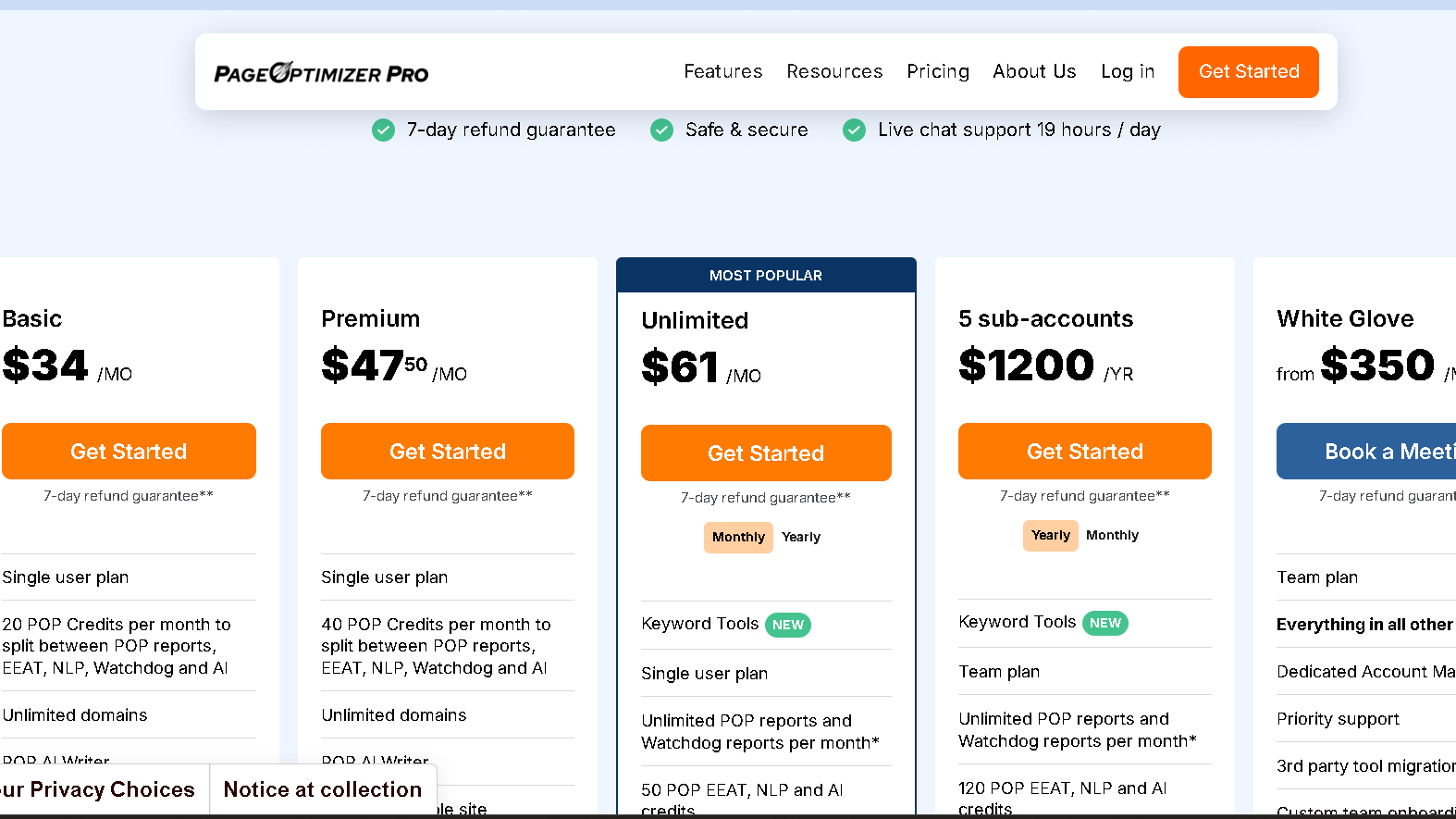 PageOptimizer Pro pricing