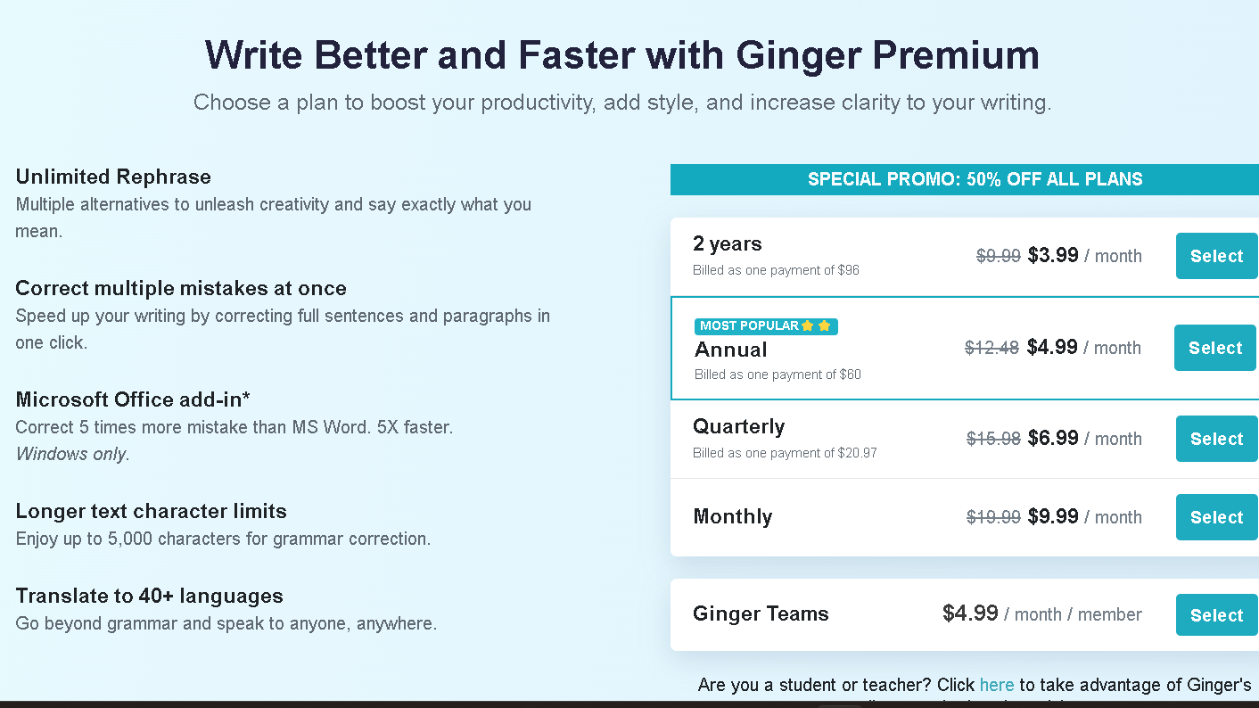 Ginger pricing