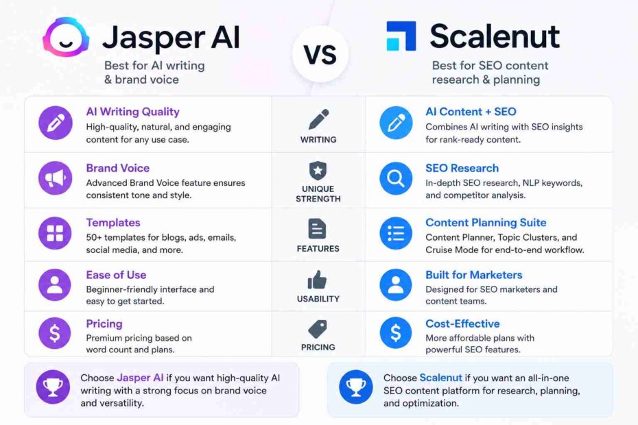 Jasper AI vs Scalenut