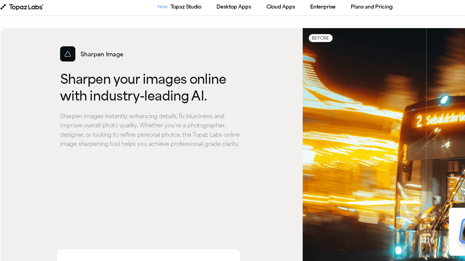 TOPAZ SHARPEN AI HOME PAGE