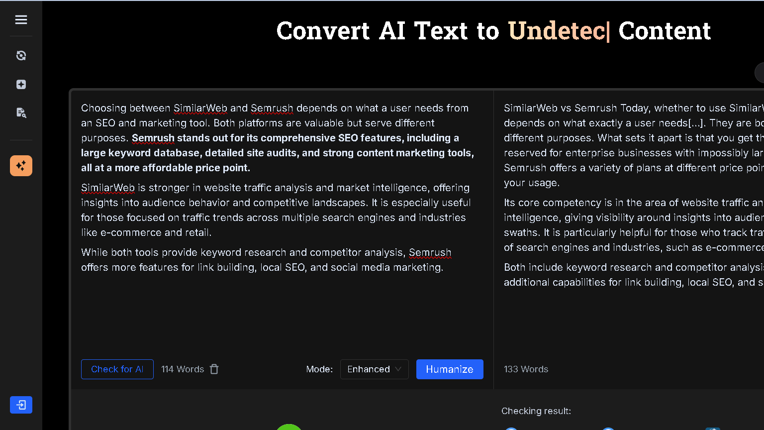 Bypassgpt.ai humanizer user interface