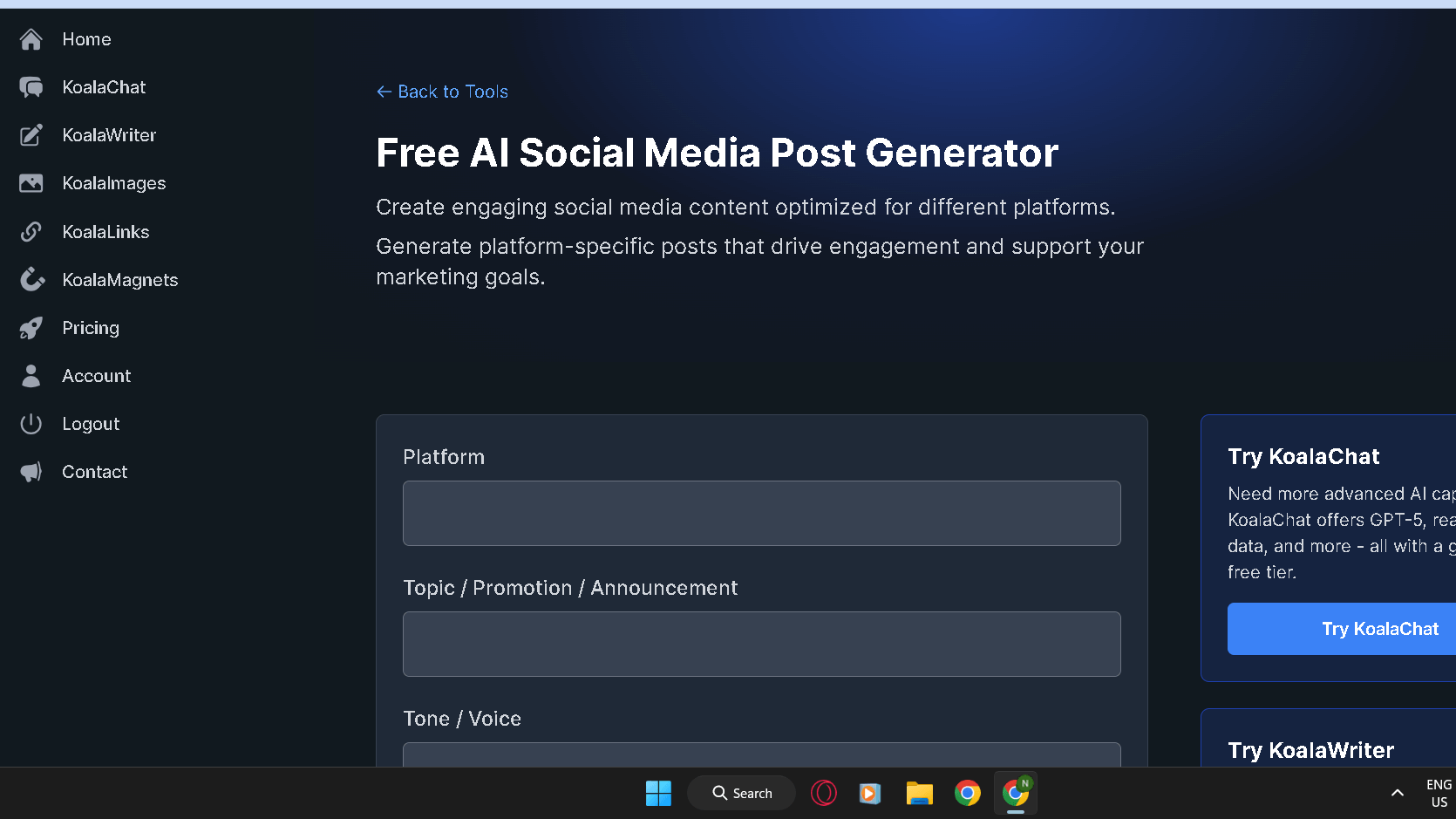 Koala AI Free AI Social Media Post Generator