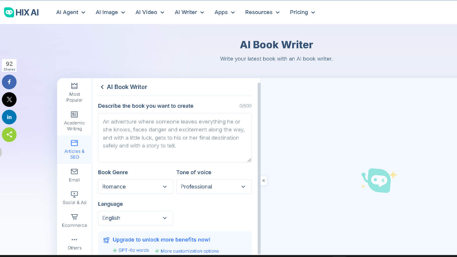 Hix ai book writer