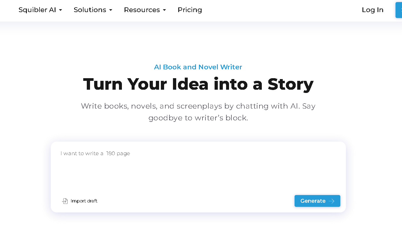Squibler ai novel writing software-home page
