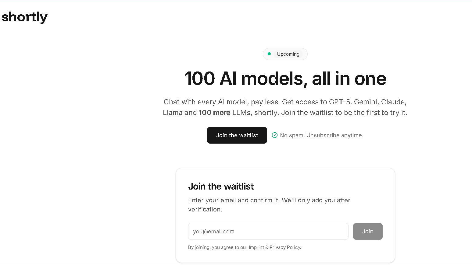 Shortly ai home page