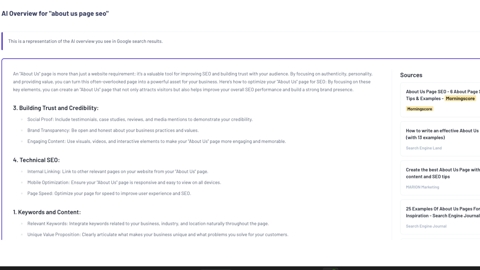 Morningscore Citation analysis feature
