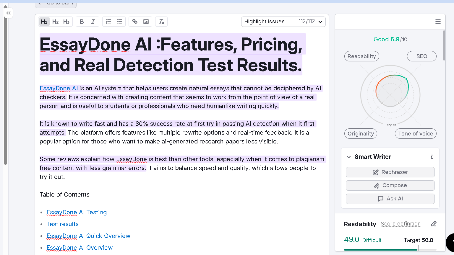 semrush content editor