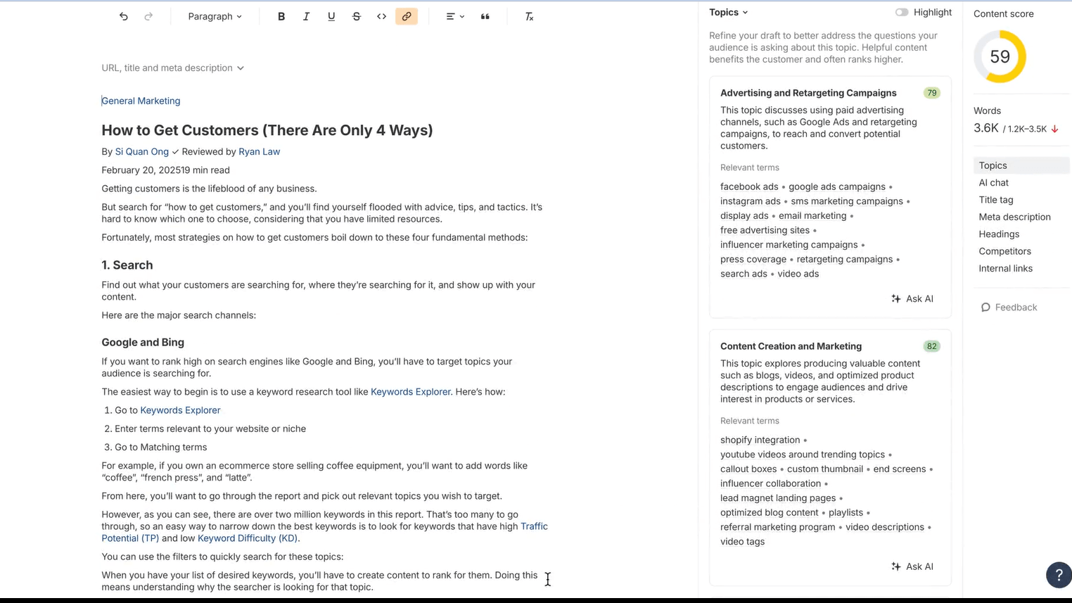ahrefs Content helper