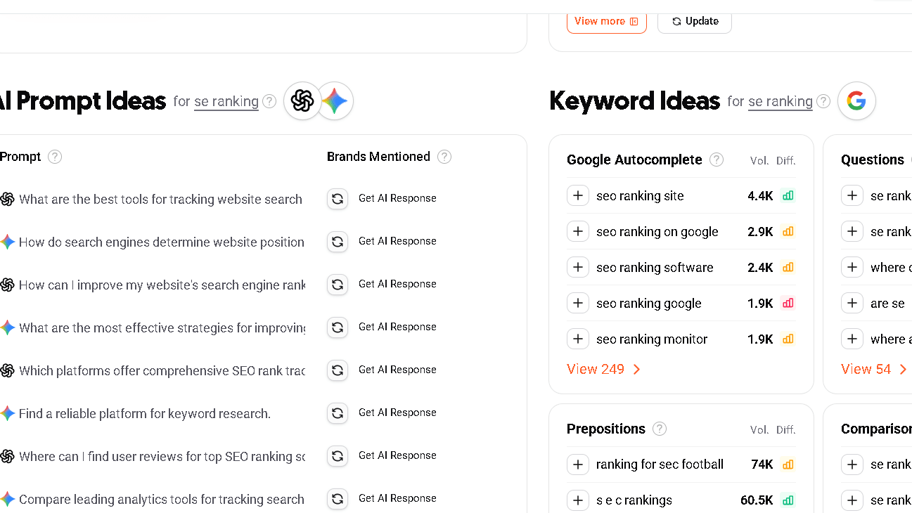ai search visibility feature on ubersuggest -ai prompts and keyword ideas