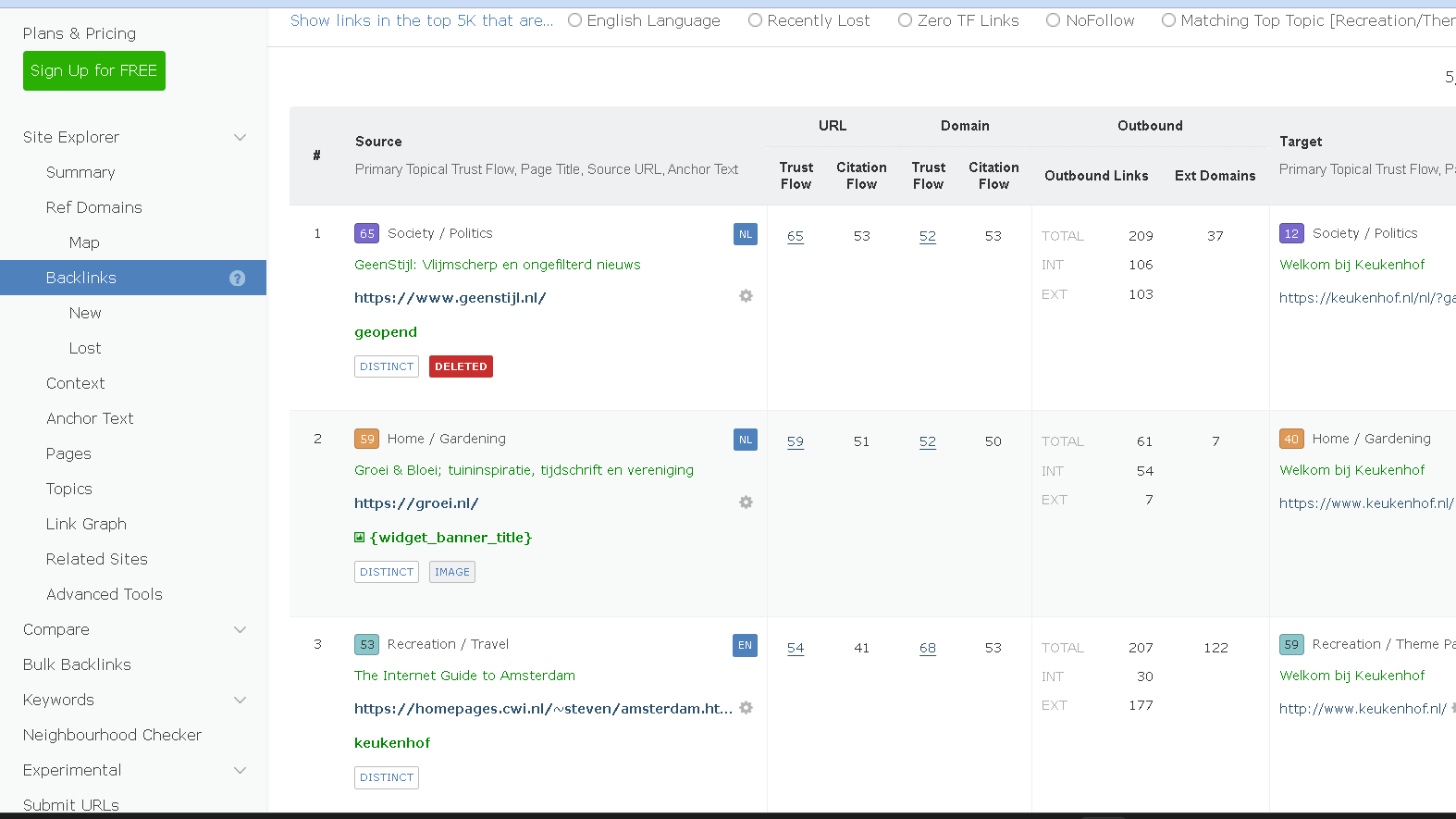 MAJESTIC BACKLINK CHECKER FEATURE