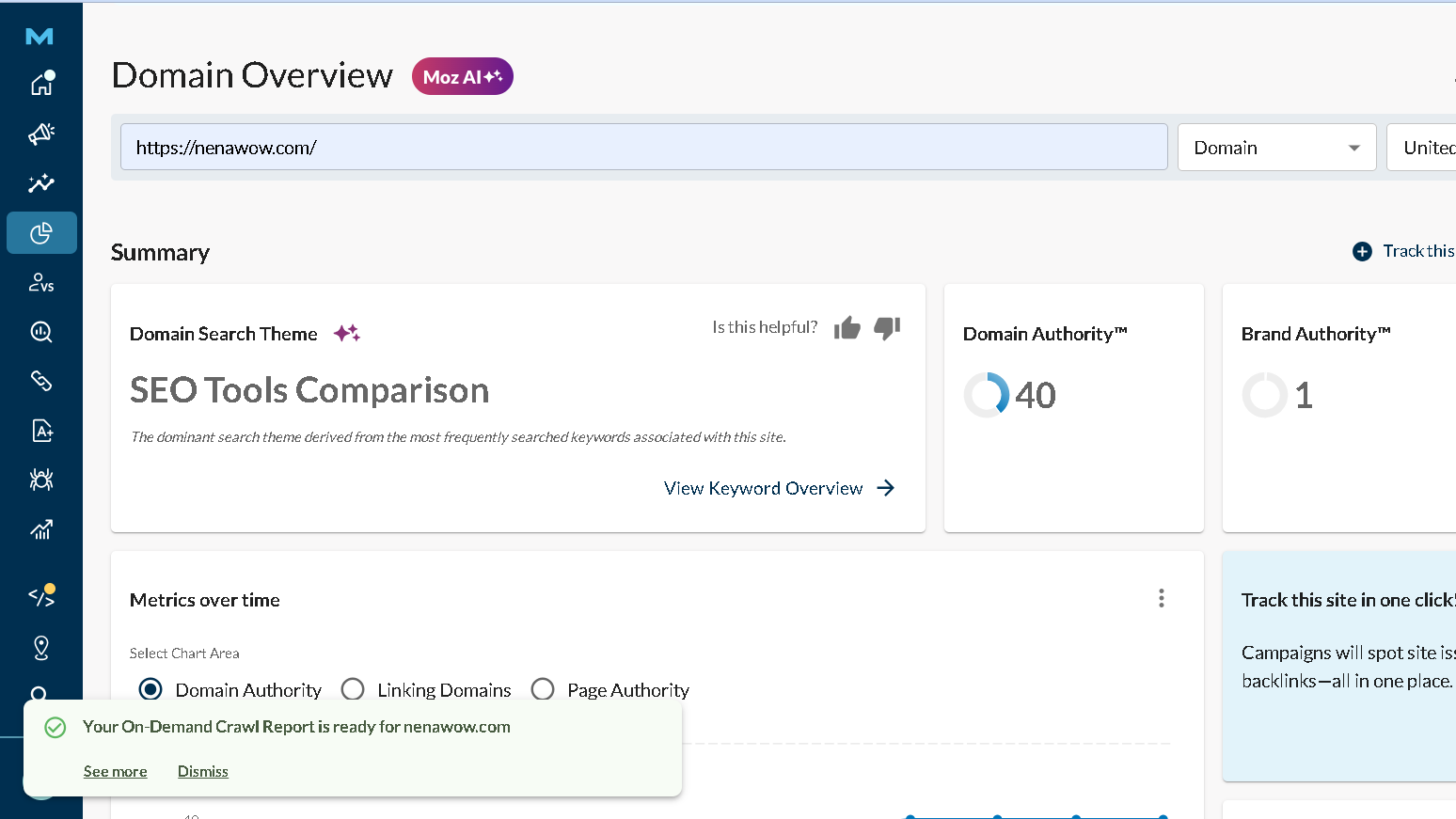 Moz Domain Overview-nenawow.com