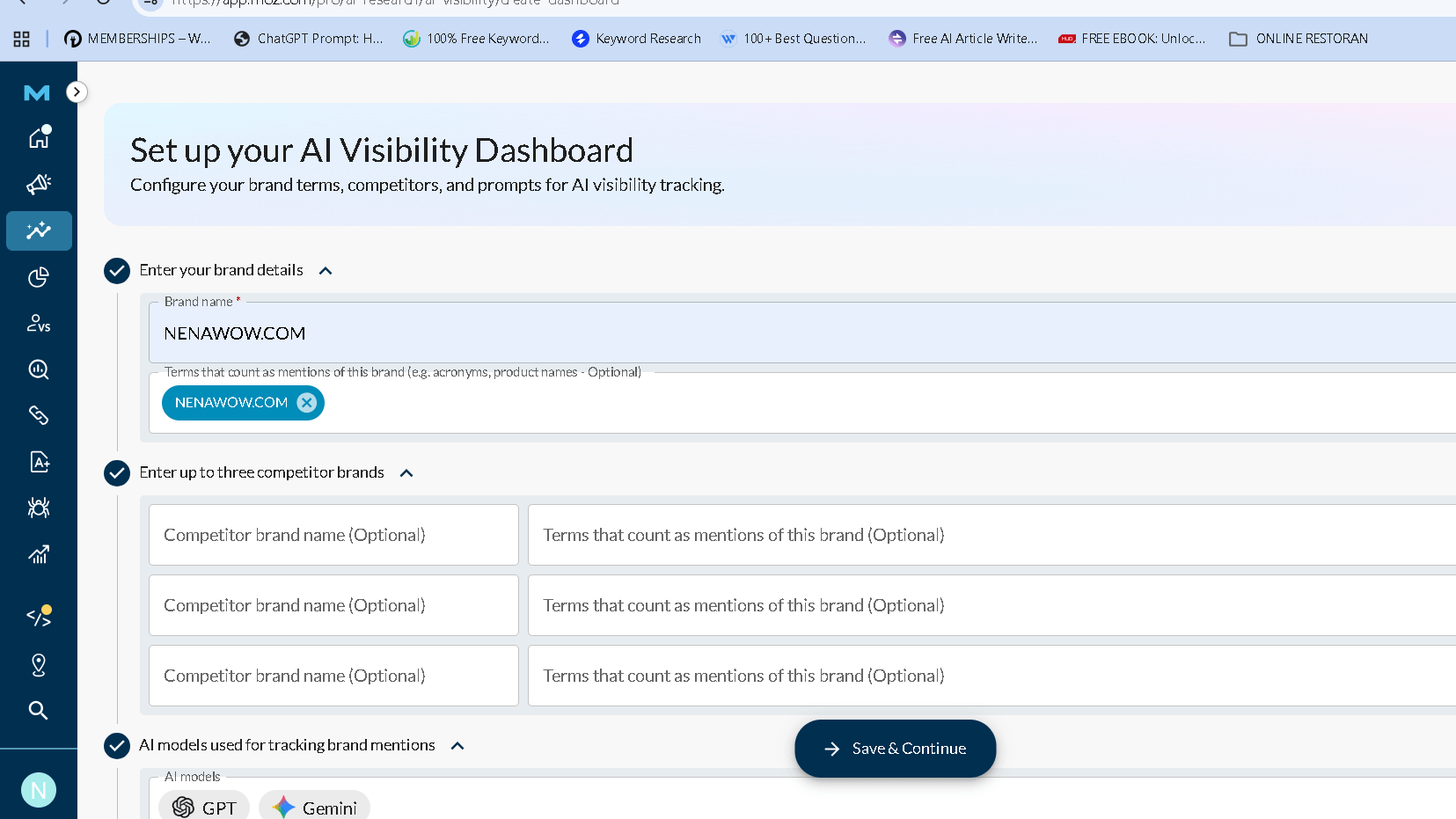 Moz AI Visibility Dashboard