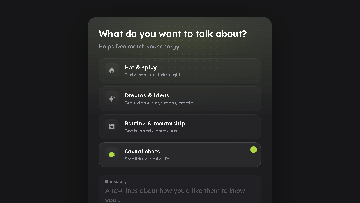 Choose what you want to talk about