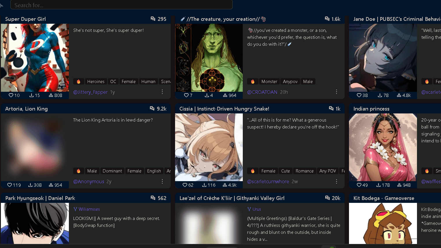 Chub AI Character Library