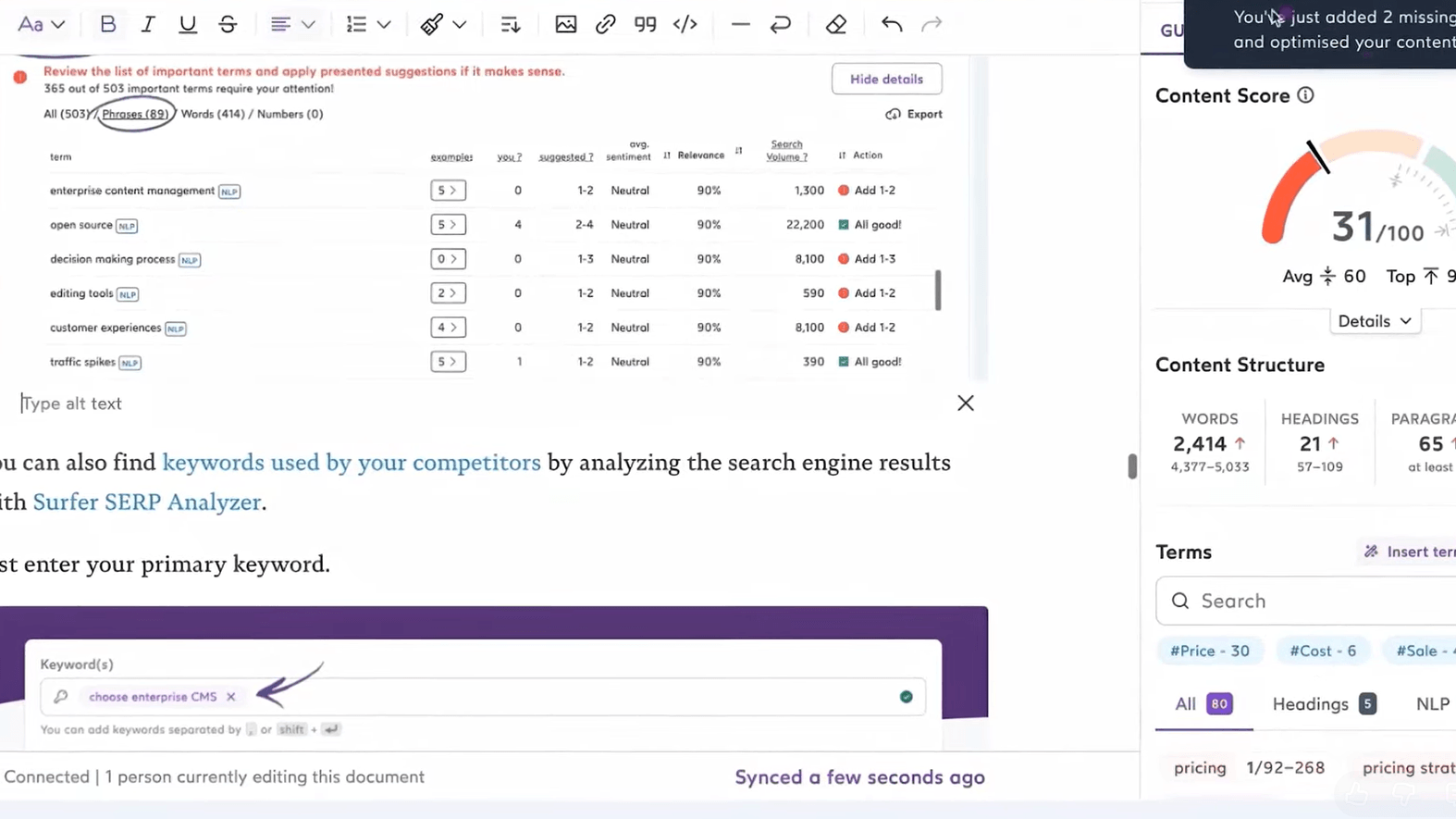 Optimizing Content with Content Editor Example