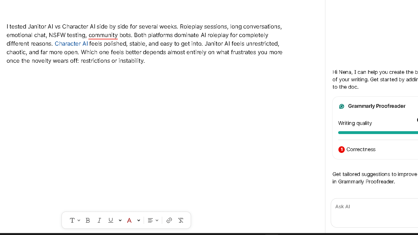 Grammarly Proofreader