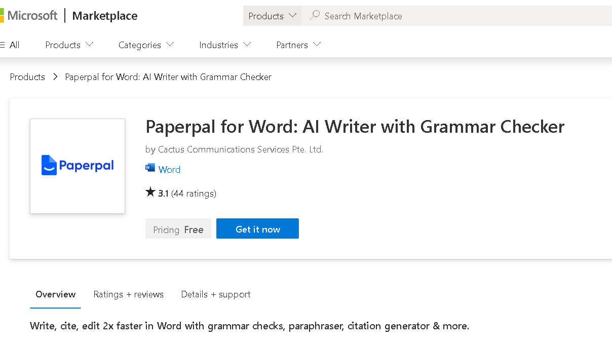 Paperpal Word Plugin