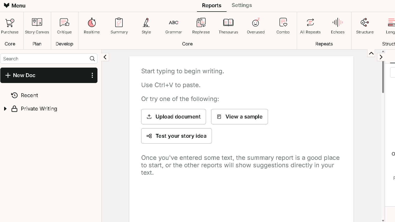 ProWritingAid User Interface