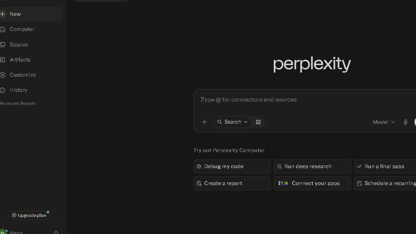 Perplexity User Interface