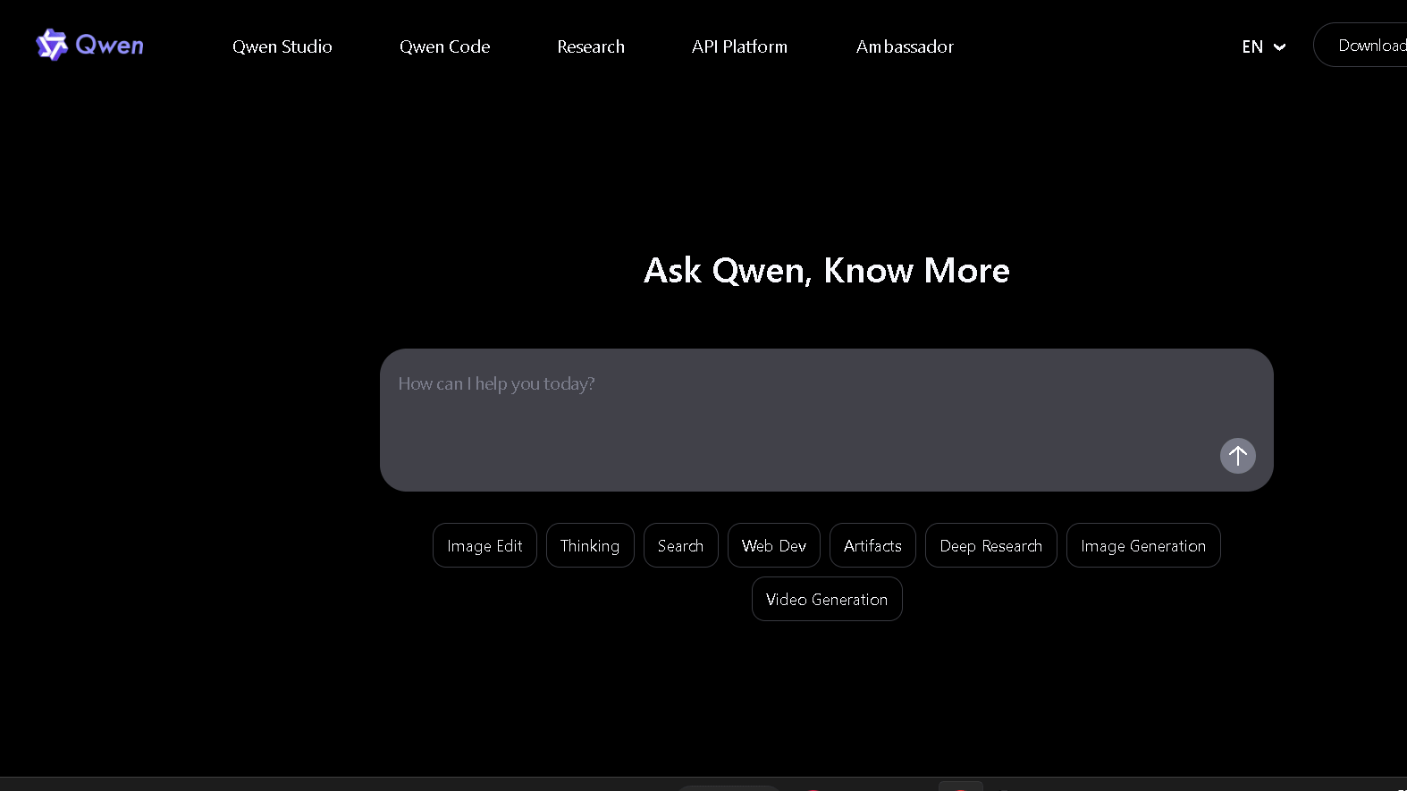 Qwen user interface