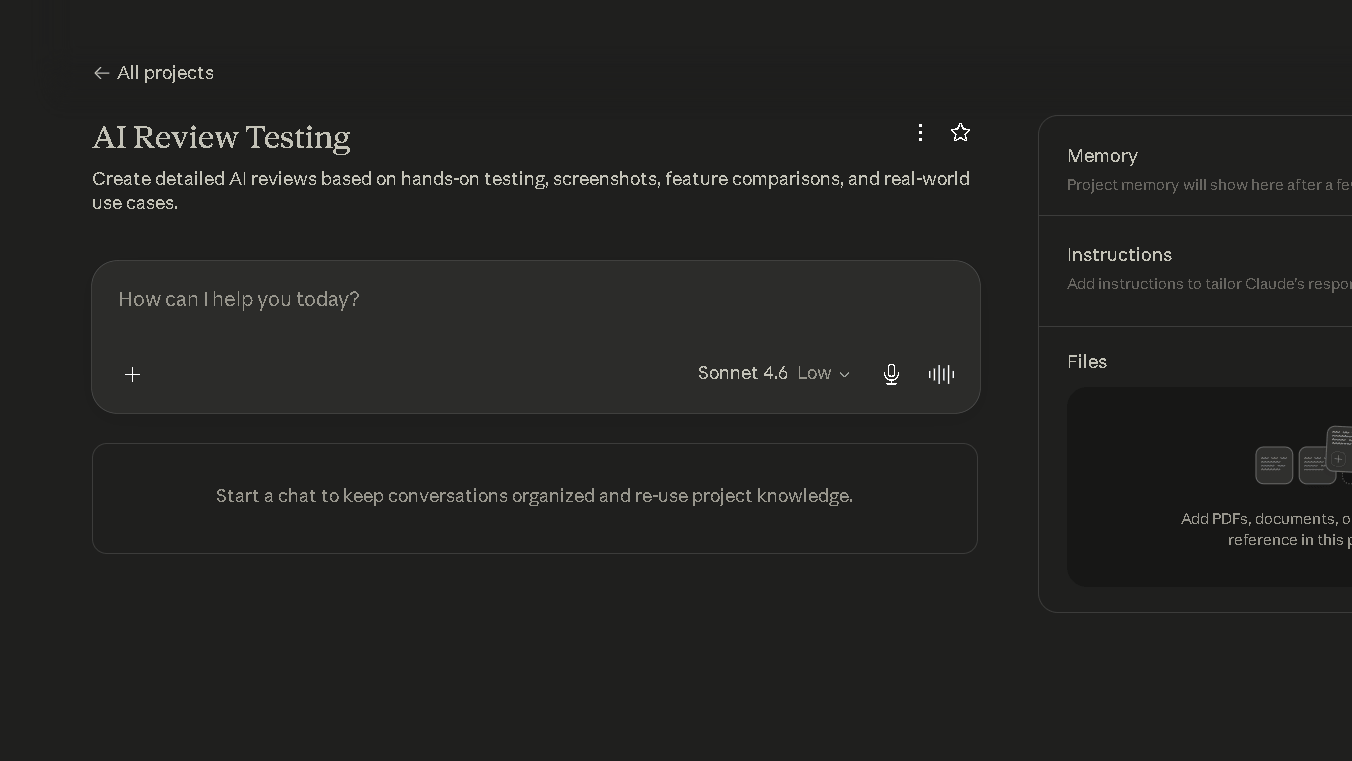 Claude Projects workspace used for maintaining context across multiple conversations